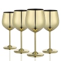 Miniatyrbillede 1 af 5: Guld Vinglas Sæt af 4, 550ml Ubrækkelig Guld Goblet, Rustfrit Stål Vinglas, Unik og Bærbar Metal Vinglas Gold