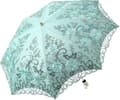 Broderad spets dubbeldäck Anti-UV Parasoll Sol/Regn/Snö Hopfällbart paraply