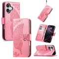 iPhone 17 Skal läderfodral med karakteristisk fjärilsblomma Rosa Rosa