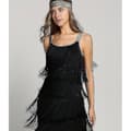 Upea 1920-luvun Charleston-mekko naisille, musta, koko S Black S