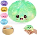 Sugar Glitter Dumpling Squishy Mystery Box, Viral Bao Bun Squeeze Toy, Stress Relief Gift (Grön) Green