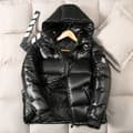 Vinterdunjakke for menn med hette, dunjakke med hvite andedun black XL