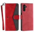 Samsung Galaxy A17 5G Læder Wallet Case med Splejsningssyninger og Håndledsrem Red