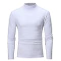 Vinter Varm Halvhøj Krave Mode Herre Termisk Undertøj Mock Neck Basic T-Shirt Bluse Pullover Langærmet Top M Hvid M White