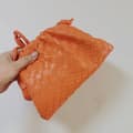 Vävd PU-läder Mini Cloud Väska, Dam Axelremsväska Clutch Handväska Orange orange