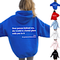 Miniatyrbild 2 av 5: Womens Hoodies \"Kära person bakom mig\" Hooded Sweatshirt Långärmad Pullover Toppar Ljusblå Light Blue 3XL