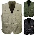 Miniatyrbilde 2 av 3: Herre Fiskevest Jakke Utendørs Vandring Lomme Khaki - Perfekt Khaki Khaki XL