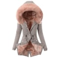 Miniatyrbild 1 av 5: Vinterjacka för kvinnor, varm fodrad lång parkas i medellängd, ljusrosa Light Pink S