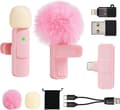 (SC)Wireless Lavalier Microphone with Noise Reduction, Plug and Play, Pink for iPhone Android YouTube TikTok