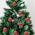 Miniatyrbilde 4 av 5: 6 stk julekule, julepynt, rød, julekuler med hengende snor, julekuler til julepynt