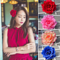Miniatyrbilde 4 av 5: DIY Hodeplagg Hårtilbehør til Bryllup Bryllup Flokkering Stoff Rød Rose Blomst Hårnål Hårklipp Bryllupsfest Tilbehør A-beige