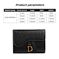 Miniatyrbillede 6 af 7: Dame luksus kortpung Kort tegnebog Mini PU Bogstav tegnebog Multi Lille multi clutch taske Black2
