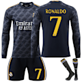 Miniatyrbilde 1 av 2: Real Madrid Bortedrakt Langermet Fotballdrakt for Barn, Fotballklesett 23-24 Nr. 7 Ronaldo Nr. 7 Ronaldo No.7 Ronaldo 22