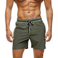 Miniatyrbillede 1 af 5: Mænds Badebukser Med Lynlås Lomme Vandafvisende Hurtigtørrende Badetøj Bade Shorts Med Justerbar Snøre Hærgrøn Army Green S