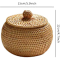 Miniatyrbilde 2 av 5: Oppbevaringskurv i flettet materiale med lokk - Rattan kurv Liten flettet boks - Vevd rotting