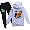 Miniatyrbild 1 av 3: Barn Pojke Minecraft Träningsoverall Hoodie Topp + Byxor Outfit Halloween grå grey 150cm