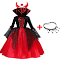 Miniatyrbillede 1 af 4: 2024 Pige Cosplay Vampyr Halloween Kjole Til Børn Spøgelsesbrud Gotisk Kostume Grev Vampiran Karneval Outfit Sort Rød Tøj 3PCS Spøgelsesbrud B 150cm 3PCS Ghost Bride B
