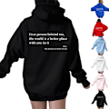 Miniatyrbild 4 av 5: Womens Hoodies \"Dear Person Behind Me\" Hooded Sweatshirt Long Sleeve Pullover Tops Mörkblå Dark Blue L