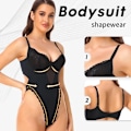 Pikkukuva 5 / 5: Kehonmuotoileva Pitsi Push-Up Läpinäkyvä Vatsanvärjäys Lantio String Tiukka Haalarin Yömekko Syvä V Selästä Paljas Shaper Iho Skin 4XL