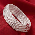 Miniatyrbilde 3 av 5: Gode Tilbud 925 Sterling Sølv Flettet Mesh Armbånd for Kvinner Stort Salg Smykker BN13