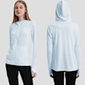 Miniatyrbillede 4 af 5: UPF 50+ UV-beskyttelse Dame Zip Up Langærmet Fiskeri Løbe Vandretøj Jakke Udendørs Performance T-shirt Lyseblå 4XL