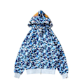 Miniatyrbilde 5 av 5: Bape hettegenser Shark munn Ape Camo Print Bomulls Full Zip Jakke for W xZ blå M blå blå M