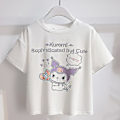 Miniatyrbild 3 av 4: Sanrios Cartoon Kawaii T-shirt Set för Flickor i Vit med Kuromi Söt Sommar Kortärmad College Jk Uniform Kjol Barn Trendig Kjol Kuromi2 Kuromi2 120cm