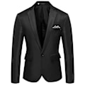 Miniatyrbilde 1 av 2: Menn Ensfarget Krage En-Knapps Blazer Formell Forretningsjakke Lang Erme Dressjakke Black 3XL