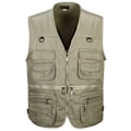 Miniatyrbilde 1 av 3: Herre Fiskevest Jakke Utendørs Vandring Lomme Khaki - Perfekt Khaki Khaki XL