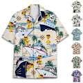 Miniatyrbild 5 av 5: Herr Hawaiian Button Up Casual Skjorta Rolig Nyhet Kortärmad Semester Strand Toppar E E XL