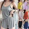 Miniatyrbillede 2 af 5: Plus Size Kvinders Behagelige To-delt Løse Pyjamas Lys Lilla Light Purple M
