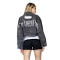 Miniatyrbillede 1 af 5: Langærmet denimjakke til kvinder med frynser Sort Black XL