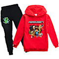 Miniatyrbild 1 av 3: Barn Pojke Minecraft Träningsoverall Hoodie Topp + Byxor Outfit Halloween röd red 160cm