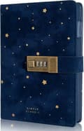 (SC)Lockable Diary - Secret Refillable Diary, Velvet Covered Lockable Diary For Adults, Women Writing Personal Locked Diary Notebook Blue