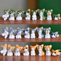 Miniatyrbillede 2 af 5: 8 stk. Ostekatte Kitty Statue Miniaturer Resin Figurer Have Grøn