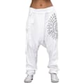 Miniatyrbilde 1 av 5: Fianao Dame Low Waist Drop Crotch Retro Print Saggy Baggy Bukser Løse Harem Bukser - WELLNGS Hvit White XL