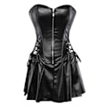 Miniatyrbild 1 av 5: Punk Rock Faux Läder Steampunk Korsett Set Retro Goth Overbust