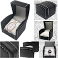 Miniatyrbilde 2 av 5: Urboks, PU-lær firkantet klokke, klokke smykker armbåndsurholder enkelt klokke reiseetui