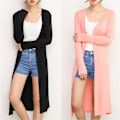 Miniatyrbillede 2 af 4: Bomuld Cardigan Langærmet Frakke Damer Lange Cardigans Casual Yderbeklædning 12 farver til sommer og efterår Color rose