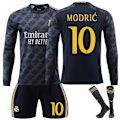 Miniatyrbilde 1 av 2: Real Madrid Bortedrakt Langermet Fotballdrakt for Barn, Fotballklesett 23-24 Nr. 10 Modric Nr. 10 Modric No.10 Modric M
