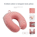 Miniatyrbilde 1 av 4: Myk og komfortabel reisepute med minneskum U-formet bilpute nakkebeskyttelse barn Rød og hvit stripe Red and white stripes Portable models