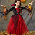 Miniatyrbillede 2 af 4: 2024 Pige Cosplay Vampyr Halloween Kjole Til Børn Spøgelsesbrud Gotisk Kostume Grev Vampiran Karneval Outfit Sort Rød Tøj 2 STK Spøgelsesbrud A 170cm 2PCS Ghost Bride A