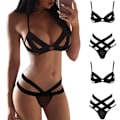 Miniatyrbilde 1 av 5: Sexy Undertøysett Strømpebånd Lingerisett for Kvinner Tre bånd Three bands XL
