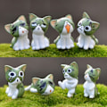 Miniatyrbillede 1 af 5: 8 stk. Ostekatte Kitty Statue Miniaturer Resin Figurer Have Grøn