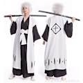 Miniatyrbilde 1 av 5: Japansk Anime Bleach Herre Cosplay Kostyme Kyouraku Shunsui Kenpachi Zaraki Hvit Kappe Kappe Kapteins Kappe Uten Svart Kimono 13 13 M