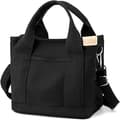 [SC]Black Canvas Handbag for Women with Large Capacity and Multiple Pockets