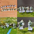 Miniatyrbillede 5 af 5: 8 stk. Ostekatte Kitty Statue Miniaturer Resin Figurer Have Grøn
