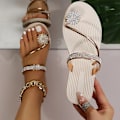 Miniatyrbild 2 av 4: Sandaler Dam Sommar Nya Mode Strand Sandaler Strass Platta Tofflor Lyx Sandaler Dam Designers Designerskor Chokladbrun Chocolate brown 40