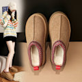 Miniatyrbillede 5 af 10: Platform-tøfler Fleece-tøfler SORT 38 Sort Black 38