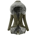 Miniatyrbillede 6 af 6: Vinterjakke til kvinder, varm foret lang parka medium længde Mørkegrå Dark Grey XXL